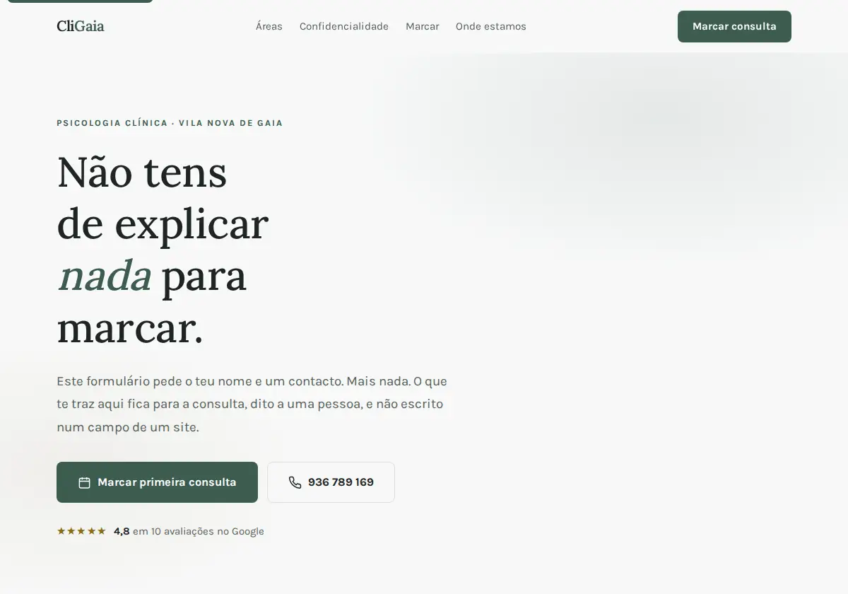 Página inicial de CliGaia